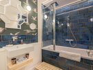 East Cliff - bathroom - Coastal themed bathroom with bath and overhead shower