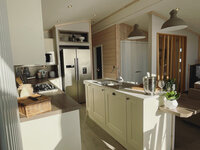 Open plan kitchen in a luxurious holiday home in Seal Bay Resort