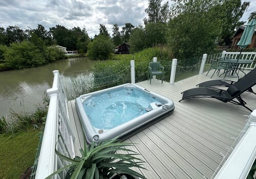 lakeview view with hot tub