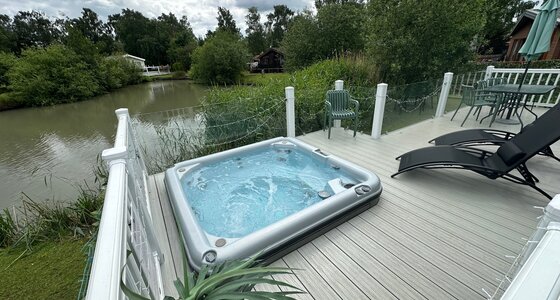lakeview view with hot tub