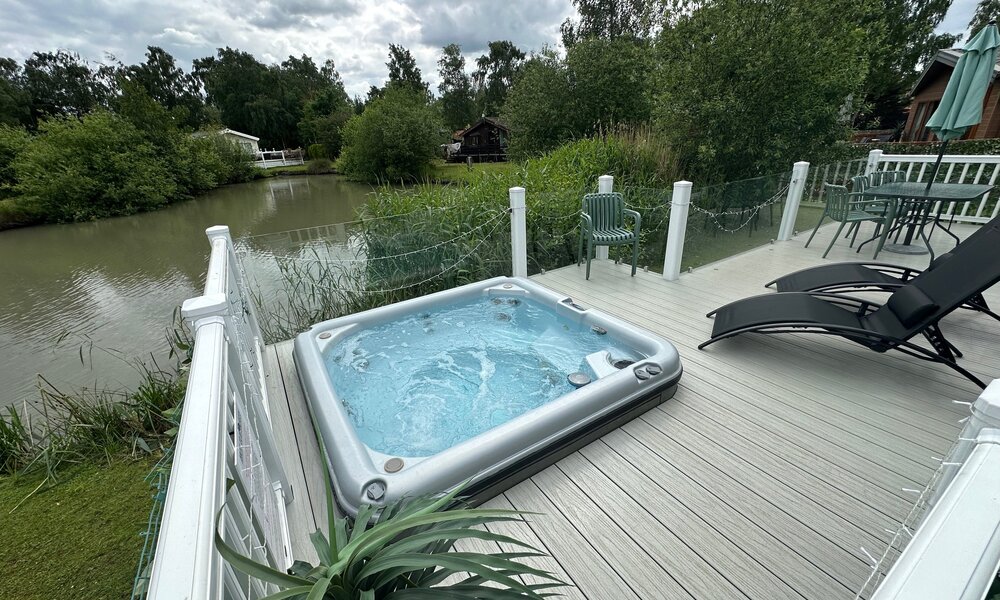 lakeview view with hot tub