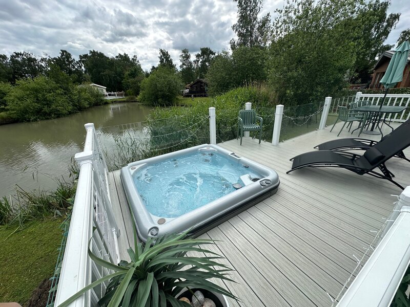 lakeview view with hot tub