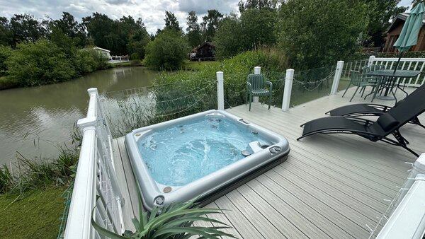 lakeview view with hot tub