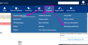 Booking.com optimisation tasks - A screenshot of the Booking.com screen with the tasks to optimise