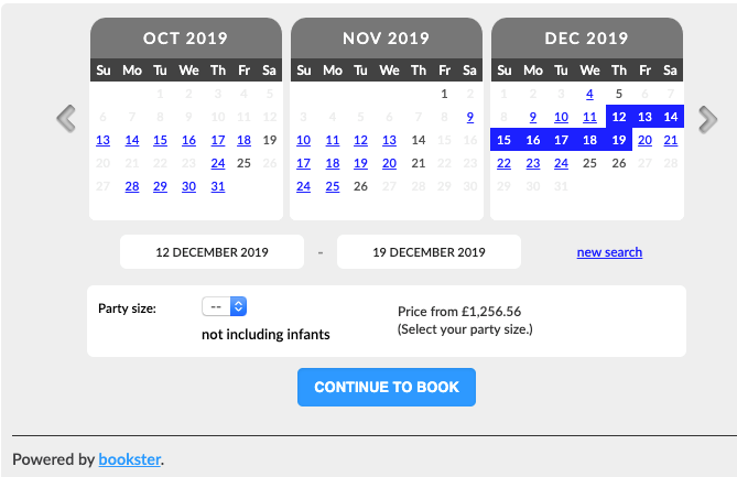 Updated calendar widget - We have updated the calendar widget to look more like the booking screens