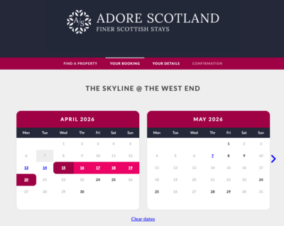 Booking Screens Branding - When taking direct bookings on your website, match your branding on using Bookster (© 2026 Bookster)