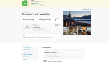 Guest Area - Self Catering Guests are directed to the Guest Area. This shows booking information and access to the Guest (AI) Assistant.