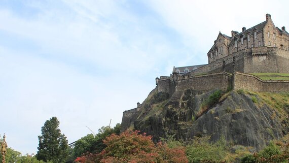 Edinburgh Castle - A view of Edinburgh Castle from the west end of Princess Street in the city centre.