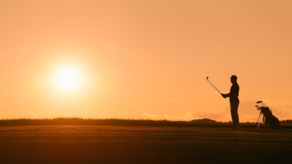 Golfing at sunset