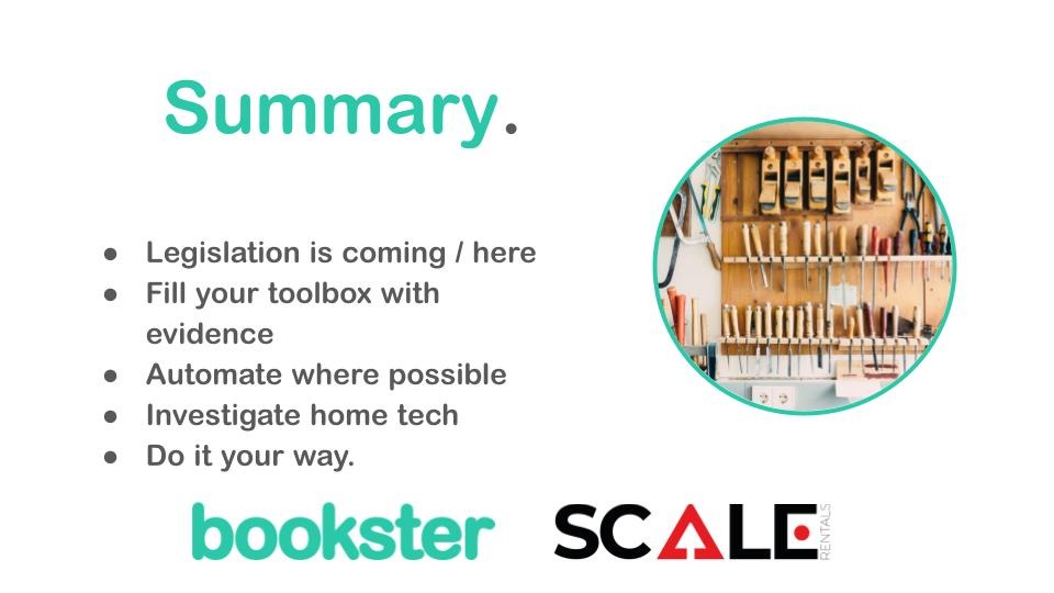 Final slide from the Scale Rentals and Bookster event