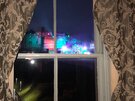 View - View from the apartment of laser show lighting up Edinburgh Castle.