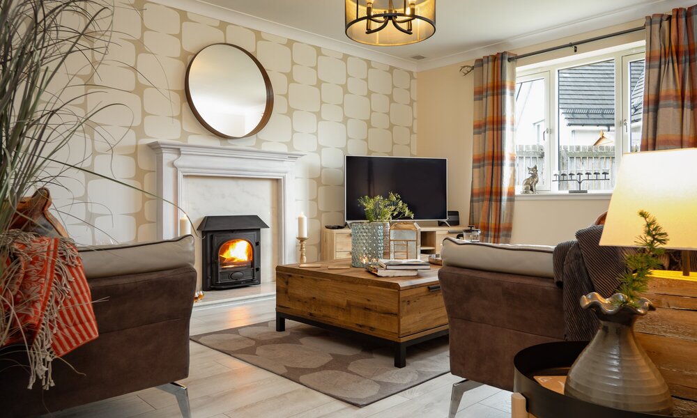 Aviemore Lodge with hot tub - Eagle Lodge - The modern lounge at Eagle Lodge. Relax in your very own Highland lodge.