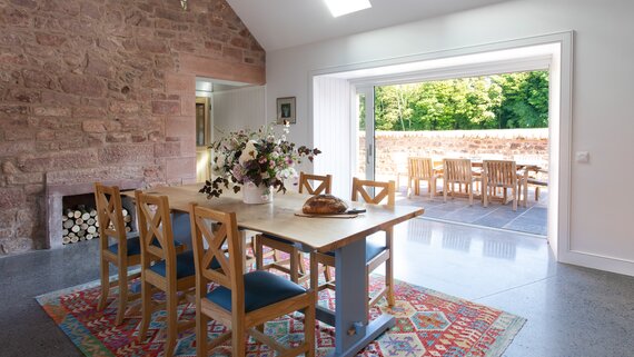 Diner and Terrace in a Corporate Let - Beautiful dining room. Abundance of natural light through terrace door and ceiling windows. Fits six dinners
