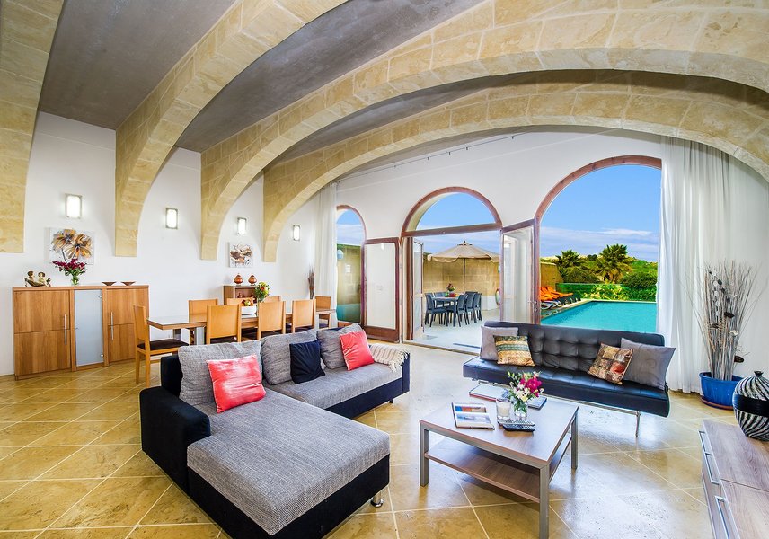 Living room space in Gozo villa