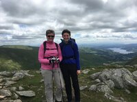 The summit of Fairfield Horseshoe a popular hike in the Lake District close to Ambleside