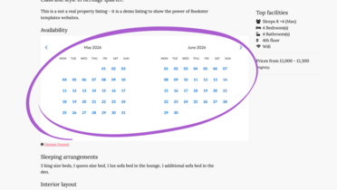 Calendar Widget - Add a property availability calendar and booking widget to your website (© 2026 Bookster)