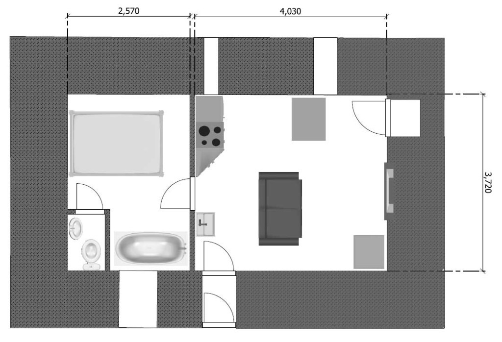 Floor Plan - A floor plan of the property, which consists of two main rooms.
