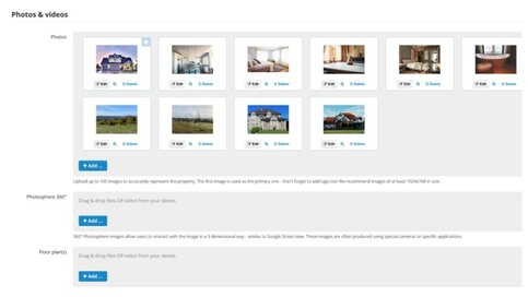 100 photos - Upload up to 100 photos per property, in addition to floor plans, Matterport, Photosphere 360 and Movies.