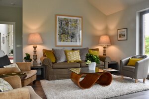 Living Room Lights on 1 - Stunning living room in stunning farm conversion in Haddington holiday rental home.