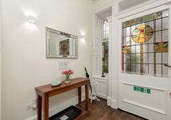Victorian stained glass entrance vestibule in Edinburgh holiday home