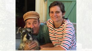 Kathryn and Mark and dog Otis of Moulin de la Fosse - Kathryn, Mark and their schnauzer