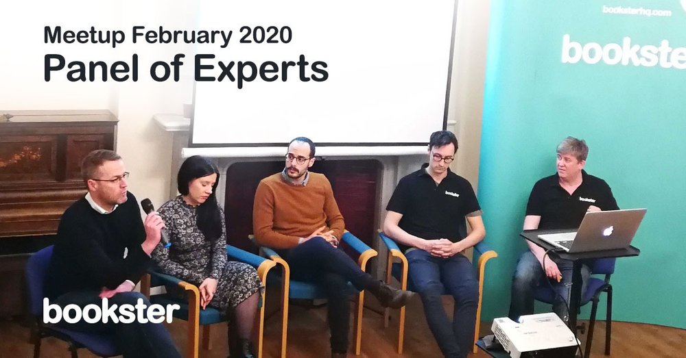 Bookster Meetup February 2020 - The panel of experts at the Bookster meet-up in February 2020 with Booking.com, The Edinburgh Address and Bookster answering questions. Bookster Meetup February 2020 - The panel of experts at the Bookster meet-up in February 2020 with Booking.com, The Edinburgh Address and Bookster answering questions.