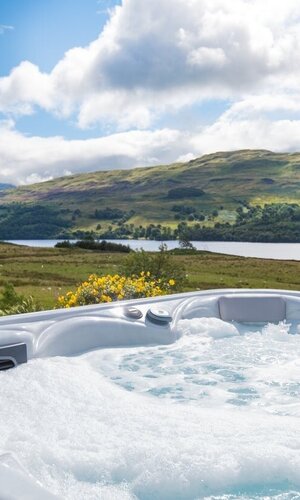 Views from hot tub in holiday home - Hot tub overlooking the hills and river.