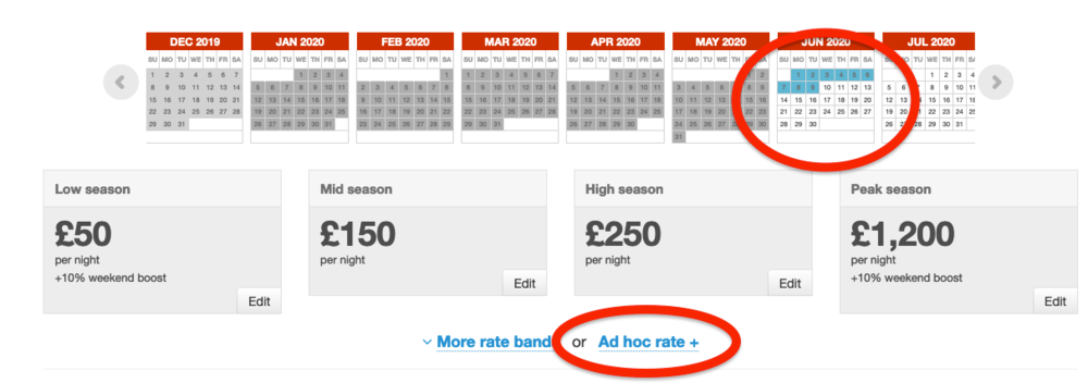 Ad Hoc Rates - Add a rate that only applies to a small selection of dates and can is unlikely to be repeated