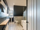 Bathroom - Seaview Loft - Large bathroom with rainfall-style shower and art deco style flooring