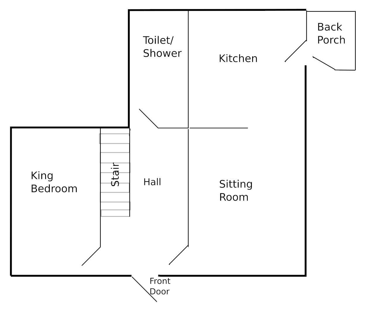 Ground floor - Floor plan of the house showing the approximate ground floor layout