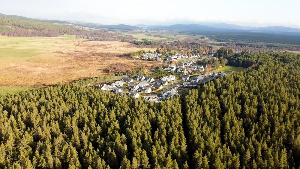 February Half Term Holidays in Boat of Garten, Aviemore and The Cairngorms - Ariel view of Woodside