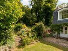 Garden at SeaPink Cottage - Mature, secluded garden featuring stone steps in North Berwick holiday cottage.