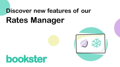 Rates Manager for holiday lets - Discover the features of our Rates Manager, with image of seasons and a Bookster logo.