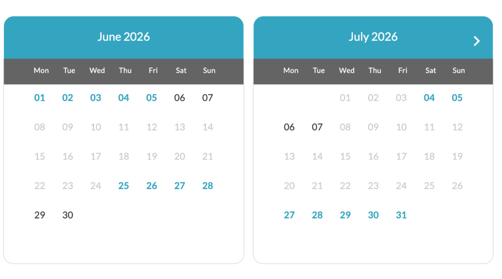 Calendar Widget Colours - Add your own colours to the Bookster calendar widgets (© 2026 Bookster) Calendar Widget Colours - Add your own colours to the Bookster calendar widgets (© 2026 Bookster)