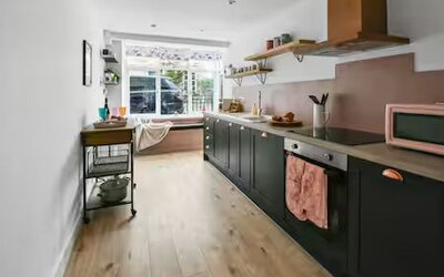 Stylish & Practical Kitchen in a Holiday Let - Enjoy a generously sized kitchen featuring top-of-the-line appliances, smart storage solutions, and a functional layout designed for effortless meal prep.