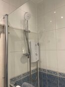 Shower in the main bathroom of self-catering flat in Edinburgh