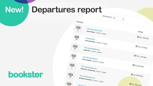 Departures report for cleaners - Text reads "Departure report" with an image of a report showing the upcoming departures for holiday rental properties.