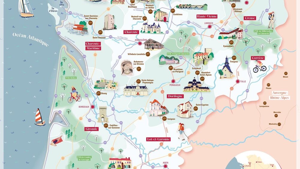 Petites Cites de Caractere - Map of Petites Cites de Caractere Nouvelle Aquiteaine