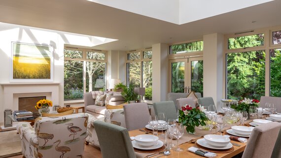 Spacious Orangery in a Holiday Home in Scotland - Dining Area - Large dining table that seats comfortably 10 people