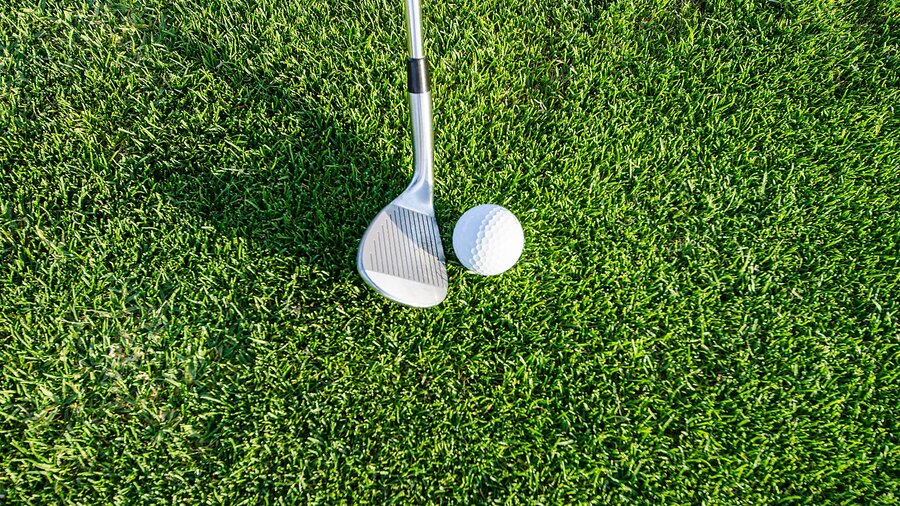 Golf ball and club on golfing green (© Robert Ruggiero on Unsplash)