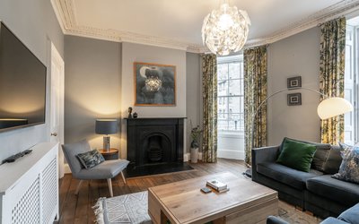 Living Room - Large, bright living room in Edinburgh City Centre location.
