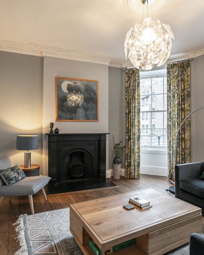 Living Room - Large, bright living room in Edinburgh City Centre location.