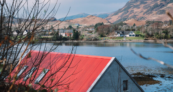An Dòbhran and the view - Looking out over An Dòbhran onto the sea loch, Loch Long and the hills of Lochalsh.