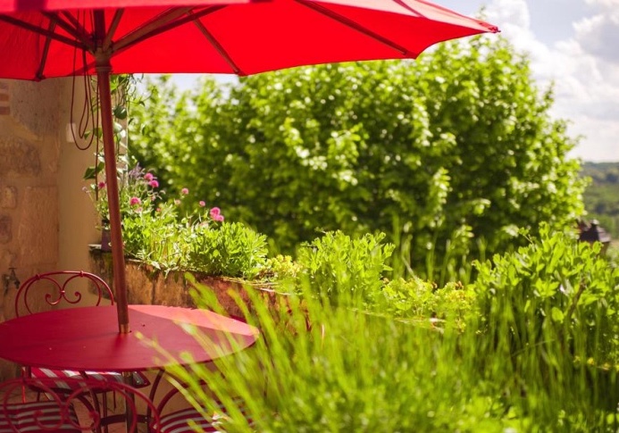Sun filled terrace at French Holiday rental