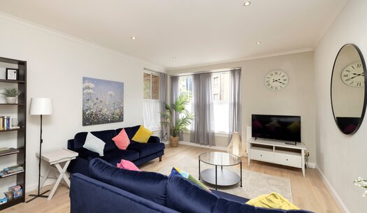 main pic livingroom - Stylish living room in Dean Village, Edinburgh holiday apartment.