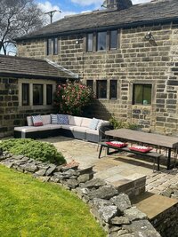 Patio with BBQ and comfortable seating