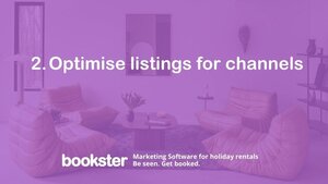 Optimise listings for channels - Text reads "Optimise listings for channels" with a Bookster logo