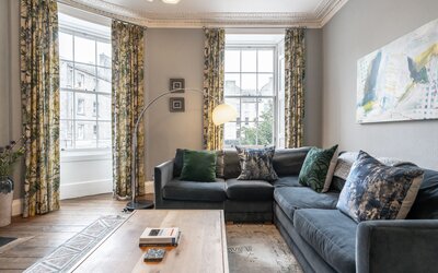 Living Room - Edinburgh City Centre location.  Bright, comfortable living room.