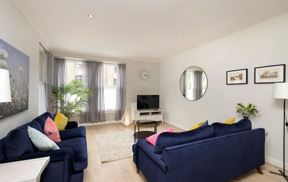 livingroom 2  - Stylish living room in Dean Village, Edinburgh holiday apartment.