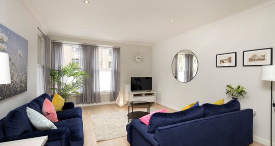 livingroom 2  - Stylish living room in Dean Village, Edinburgh holiday apartment.